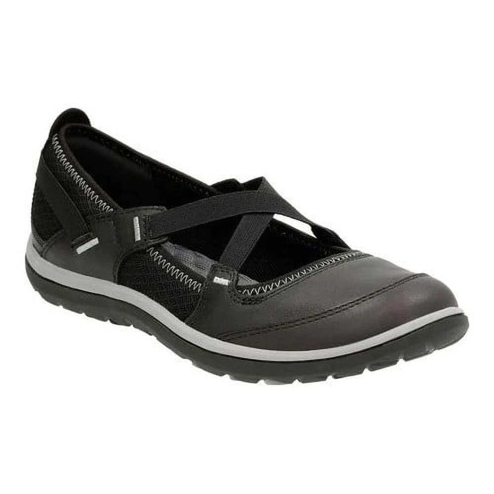 Clarks Aria Maryjane Black Leather Flats- Size 9.5